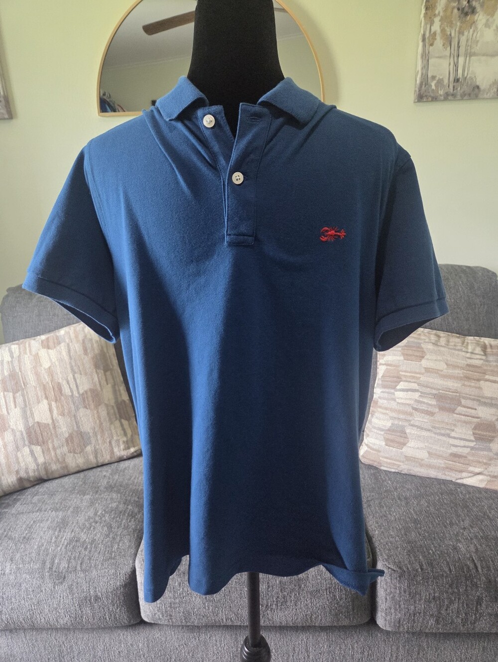 J. Crew Navy Polo with Red Accent Logo